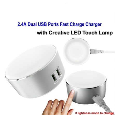 Φορητή Λάμπα LED Αφής με 3 Λειτουργίες Φωτισμού & Φορτιστής 2.4A DUAL USB A2208