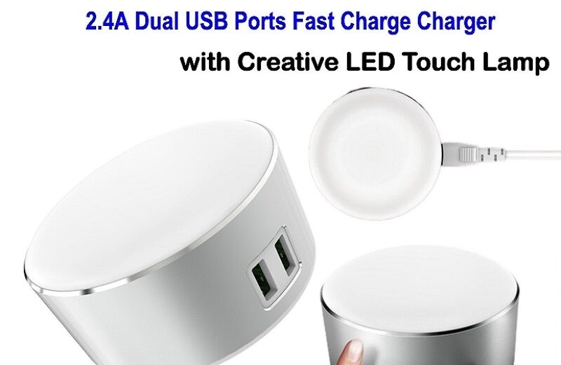 Φορητή Λάμπα LED Αφής με 3 Λειτουργίες Φωτισμού & Φορτιστής 2.4A DUAL USB A2208